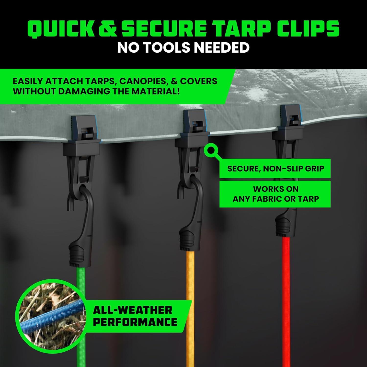 imageRhino USA Rubber Bungee Cords Heavy Duty Outdoor with Adjustable Hooks 12Pack Assorted Weatherproof Straps with S Hooks for Tarps Cargo Motorcycle Truck and More 185lbs Load CapacityMulticolor