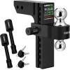 imageRhino USA Adjustable Trailer Hitch 25Inch Receiver  Heavy Duty Aluminum Tow Hitches with 8Inch DropRise for Truck 18500 LBS GTW  Weatherproof Double AntiTheft Locking Hitch Pins SilverBlack