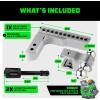 imageRhino USA Adjustable Trailer Hitch 25Inch Receiver  Heavy Duty Aluminum Tow Hitches with 8Inch DropRise for Truck 18500 LBS GTW  Weatherproof Double AntiTheft Locking Hitch Pins SilverBrushed Aluminum