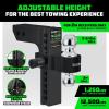 imageRhino USA Adjustable Trailer Hitch 25Inch Receiver  Heavy Duty Aluminum Tow Hitches with 8Inch DropRise for Truck 18500 LBS GTW  Weatherproof Double AntiTheft Locking Hitch Pins SilverBlack