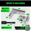 imageRhino USA Adjustable Trailer Hitch 25Inch Receiver  Heavy Duty Aluminum Tow Hitches with 8Inch DropRise for Truck 18500 LBS GTW  Weatherproof Double AntiTheft Locking Hitch Pins SilverBrushed Aluminum