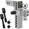 imageRhino USA Adjustable Trailer Hitch 25Inch Receiver  Heavy Duty Aluminum Tow Hitches with 8Inch DropRise for Truck 18500 LBS GTW  Weatherproof Double AntiTheft Locking Hitch Pins SilverBrushed Aluminum