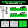 imageRhino USA Adjustable Trailer Hitch 25Inch Receiver  Heavy Duty Aluminum Tow Hitches with 8Inch DropRise for Truck 18500 LBS GTW  Weatherproof Double AntiTheft Locking Hitch Pins SilverBrushed Aluminum