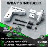 imageRhino USA Adjustable Trailer Hitch 25Inch Receiver  Heavy Duty Aluminum Tow Hitches with 8Inch DropRise for Truck 18500 LBS GTW  Weatherproof Double AntiTheft Locking Hitch Pins SilverBrushed Aluminum
