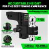 imageRhino USA Adjustable Trailer Hitch 25Inch Receiver  Heavy Duty Aluminum Tow Hitches with 8Inch DropRise for Truck 18500 LBS GTW  Weatherproof Double AntiTheft Locking Hitch Pins SilverBlack
