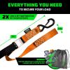 imageRhino USA Motorcycle Tie Down Straps 2 Pack Lab Inspected 2200lb Break Strength Steel Cambuckle Tiedown Set with Integrated Soft Loops  Better Than a Ratchet Strap Green 2PackOrange 2Pack