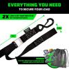imageRhino USA Motorcycle Tie Down Straps 2 Pack Lab Inspected 2200lb Break Strength Steel Cambuckle Tiedown Set with Integrated Soft Loops  Better Than a Ratchet Strap Green 2PackBlack 2Pack