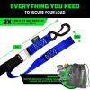 imageRhino USA Motorcycle Tie Down Straps 2 Pack Lab Inspected 2200lb Break Strength Steel Cambuckle Tiedown Set with Integrated Soft Loops  Better Than a Ratchet Strap Green 2PackBlue 2Pack