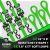 imageRhino USA Ratchet Straps Heavy Duty Kit 2Pack  16 Inch x 8 Feet 5208lb Break Strength  Ultimate Tie Down Straps with Safety S Hooks for Trucks ATV UTV Motorcycle Cargo ampamp More  GreenGreen