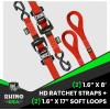 imageRhino USA Ratchet Straps Heavy Duty Kit 2Pack  16 Inch x 8 Feet 5208lb Break Strength  Ultimate Tie Down Straps with Safety S Hooks for Trucks ATV UTV Motorcycle Cargo ampamp More  GreenRed