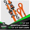 imageRhino USA Ratchet Straps Heavy Duty Kit 2Pack  16 Inch x 8 Feet 5208lb Break Strength  Ultimate Tie Down Straps with Safety S Hooks for Trucks ATV UTV Motorcycle Cargo ampamp More  GreenOrange