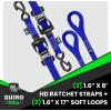 imageRhino USA Ratchet Straps Heavy Duty Kit 2Pack  16 Inch x 8 Feet 5208lb Break Strength  Ultimate Tie Down Straps with Safety S Hooks for Trucks ATV UTV Motorcycle Cargo ampamp More  GreenBlue