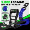 imageRhino USA Ratchet Straps Heavy Duty Kit 2Pack  16 Inch x 8 Feet 5208lb Break Strength  Ultimate Tie Down Straps with Safety S Hooks for Trucks ATV UTV Motorcycle Cargo ampamp More  GreenBlue