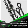 imageRhino USA Ratchet Straps Heavy Duty Kit 2Pack  16 Inch x 8 Feet 5208lb Break Strength  Ultimate Tie Down Straps with Safety S Hooks for Trucks ATV UTV Motorcycle Cargo ampamp More  GreenBlack