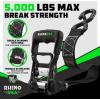 imageRhino USA Ratchet Straps Heavy Duty Kit 2Pack  16 Inch x 8 Feet 5208lb Break Strength  Ultimate Tie Down Straps with Safety S Hooks for Trucks ATV UTV Motorcycle Cargo ampamp More  GreenBlack