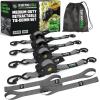 imageRhino USA Retractable Ratchet Straps 4Pack  1 Inch x 10 Feet 1209lb Break Strength  Auto Self Retracting Tie Down Straps for Truck Cargo Trailer Motorcycle ATV UTV  BlackGray