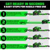 imageRhino USA Retractable Ratchet Straps 4Pack  1 Inch x 10 Feet 1209lb Break Strength  Auto Self Retracting Tie Down Straps for Truck Cargo Trailer Motorcycle ATV UTV  BlackGreen