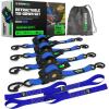 imageRhino USA Retractable Ratchet Straps 4Pack  1 Inch x 10 Feet 1209lb Break Strength  Auto Self Retracting Tie Down Straps for Truck Cargo Trailer Motorcycle ATV UTV  BlackBlue