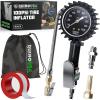 imageRhino USA Digital Tire Pressure Gauge with Inflator 0200 PSI  Heavy Duty Air Chuck and Compressor Accessories with Stainless Braided Hose Large 2quot Dial and Solid Brass Hardware for Truck and RV100psi Analog