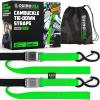 imageRhino USA Motorcycle Tie Down Straps 2 Pack Lab Inspected 2200lb Break Strength Steel Cambuckle Tiedown Set with Integrated Soft Loops  Better Than a Ratchet Strap Green 2PackGreen 2Pack