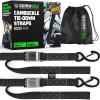 imageRhino USA Motorcycle Tie Down Straps 2 Pack Lab Inspected 2200lb Break Strength Steel Cambuckle Tiedown Set with Integrated Soft Loops  Better Than a Ratchet Strap Green 2PackBlack 2Pack