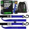 imageRhino USA Motorcycle Tie Down Straps 2 Pack Lab Inspected 2200lb Break Strength Steel Cambuckle Tiedown Set with Integrated Soft Loops  Better Than a Ratchet Strap Green 2PackBlue 2Pack
