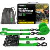 imageRhino USA Ratchet Straps Heavy Duty Kit 2Pack  16 Inch x 8 Feet 5208lb Break Strength  Ultimate Tie Down Straps with Safety S Hooks for Trucks ATV UTV Motorcycle Cargo ampamp More  GreenGreen
