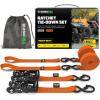 imageRhino USA Ratchet Straps Heavy Duty Kit 2Pack  16 Inch x 8 Feet 5208lb Break Strength  Ultimate Tie Down Straps with Safety S Hooks for Trucks ATV UTV Motorcycle Cargo ampamp More  GreenOrange