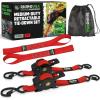 imageRhino USA Retractable Ratchet Straps 4Pack  1 Inch x 10 Feet 1209lb Break Strength  Auto Self Retracting Tie Down Straps for Truck Cargo Trailer Motorcycle ATV UTV  BlackRed
