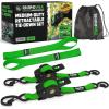 imageRhino USA Retractable Ratchet Straps 4Pack  1 Inch x 10 Feet 1209lb Break Strength  Auto Self Retracting Tie Down Straps for Truck Cargo Trailer Motorcycle ATV UTV  BlackGreen