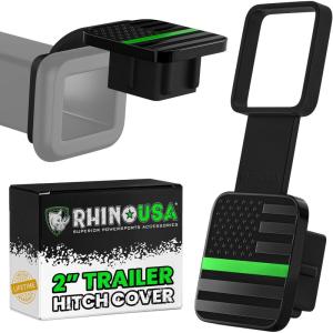 imageRhino USA American Flag Trailer Hitch Cover for 2 Inch Receivers  Protects Tow Hitch Covers from Dust Water Mud and Snow  Ultimate Hitch Covers for Trucks Jeep Tacoma Ford GMC ampamp MoreGreen