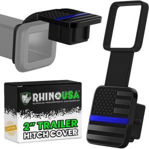 imageRhino USA American Flag Trailer Hitch Cover for 2 Inch Receivers  Protects Tow Hitch Covers from Dust Water Mud and Snow  Ultimate Hitch Covers for Trucks Jeep Tacoma Ford GMC ampamp MoreBlue