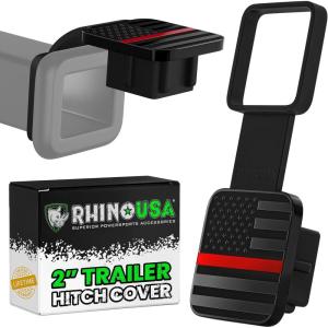 imageRhino USA American Flag Trailer Hitch Cover for 2 Inch Receivers  Protects Tow Hitch Covers from Dust Water Mud and Snow  Ultimate Hitch Covers for Trucks Jeep Tacoma Ford GMC ampamp MoreRed