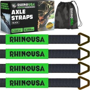 imageRhino USA Axle Tie Down Straps  Lab Inspected 11128lb Break Strength  Heavy Duty Protective Sleeves ampamp D Rings to Ensure Peace of Mind  Used for Car Engine Hoist Truck Trailer UTV 4Pack Set4Pack Set
