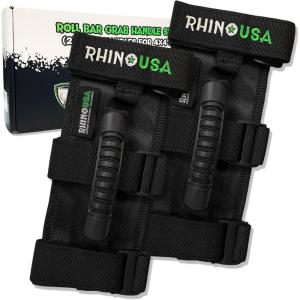 imageRhino USA HeavyDuty Roll Bar Grab Handles for 4x4 and Jeep  Premium Nylon OffRoad Grab Handles for 23 Cages  SelfFastening AntiSlip Adjustable and Superior GripBlack
