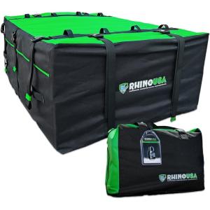 imageRhino USA Rooftop Cargo Carrier for Car Storage 177 Cubic Feet Heavy Duty Waterproof Roof Top Bag with Industrial Grade Zippers  Used for All Vehicle withWithout Rack Carriers  Lock IncludedGreen