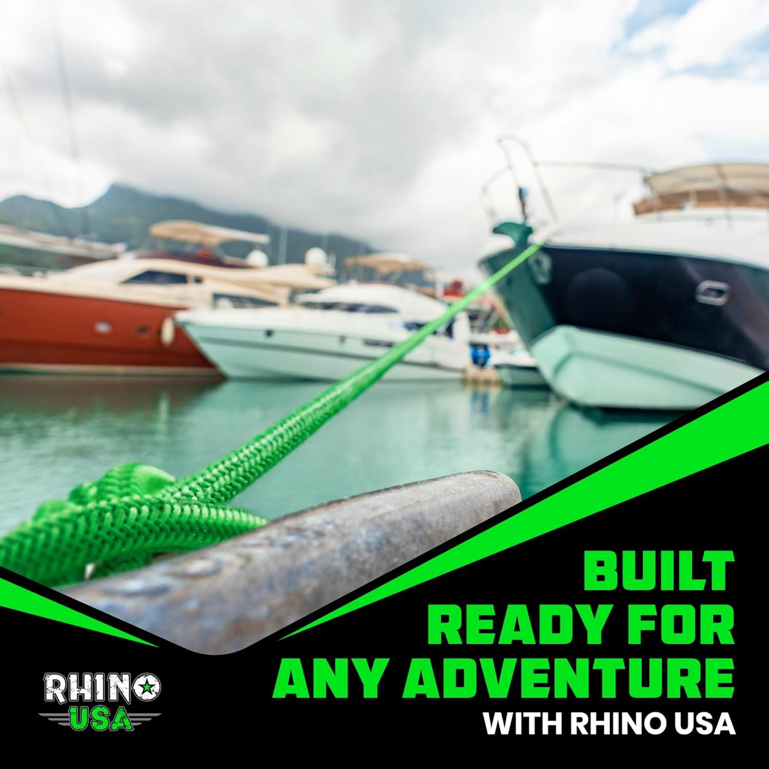 imageRhino USA 12quot x 16 Dock Lines  Heavy Duty Marine Grade Rope for Boats Kayaks Pontoons Fishing and More Ultimate Boating Accessory  BlackGreen