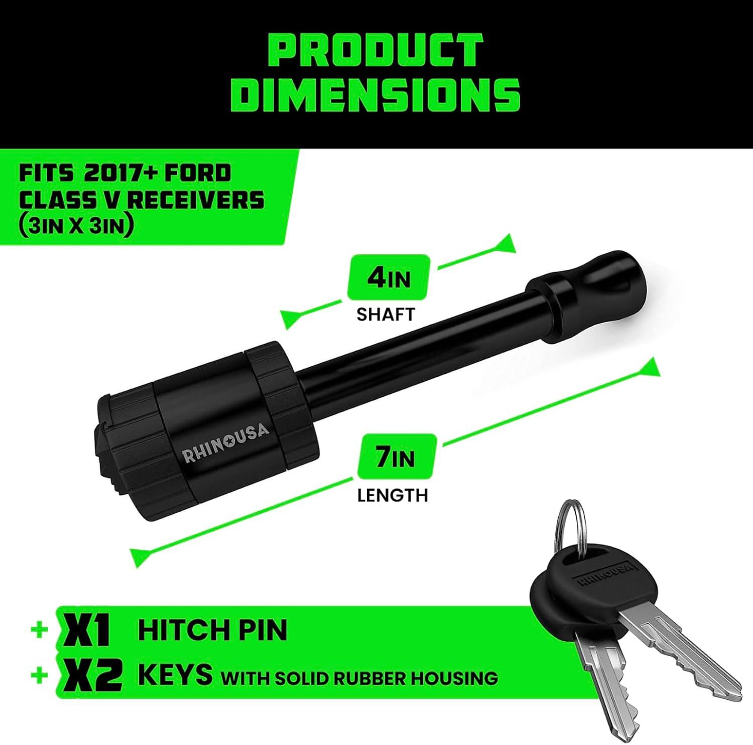 imageRhino USA 2 Trailer Hitch Pin  Patented Locking Receiver Pin for Class IIIIV Hitches  Weatherproof AntiTheft DebrisProtected  Tow Truck Ready  Blue 1PKBlack