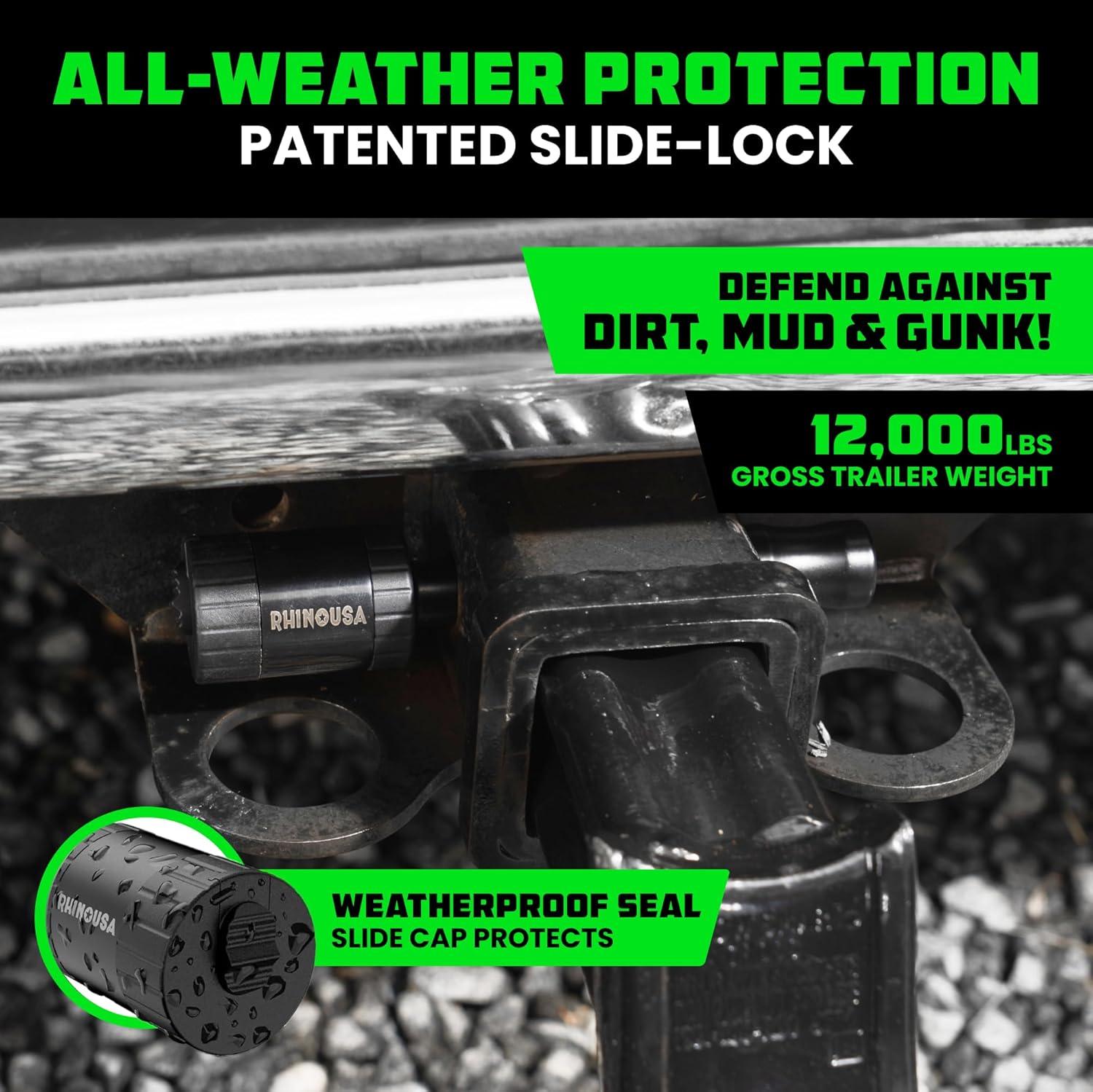 imageRhino USA 2 Trailer Hitch Pin  Patented Locking Receiver Pin for Class IIIIV Hitches  Weatherproof AntiTheft DebrisProtected  Tow Truck Ready  Blue 1PKBlack