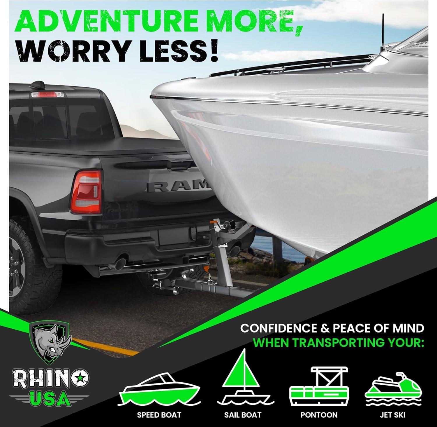 imageRhino USA Boat Winch Strap with Hook 2quot x 20  5016lb Break Strength  Ultimate Replacement Boat Trailer Winch Straps with Safety Hook  Compatible with Pontoon Jet Ski Fishing Boat ampamp MoreStandard