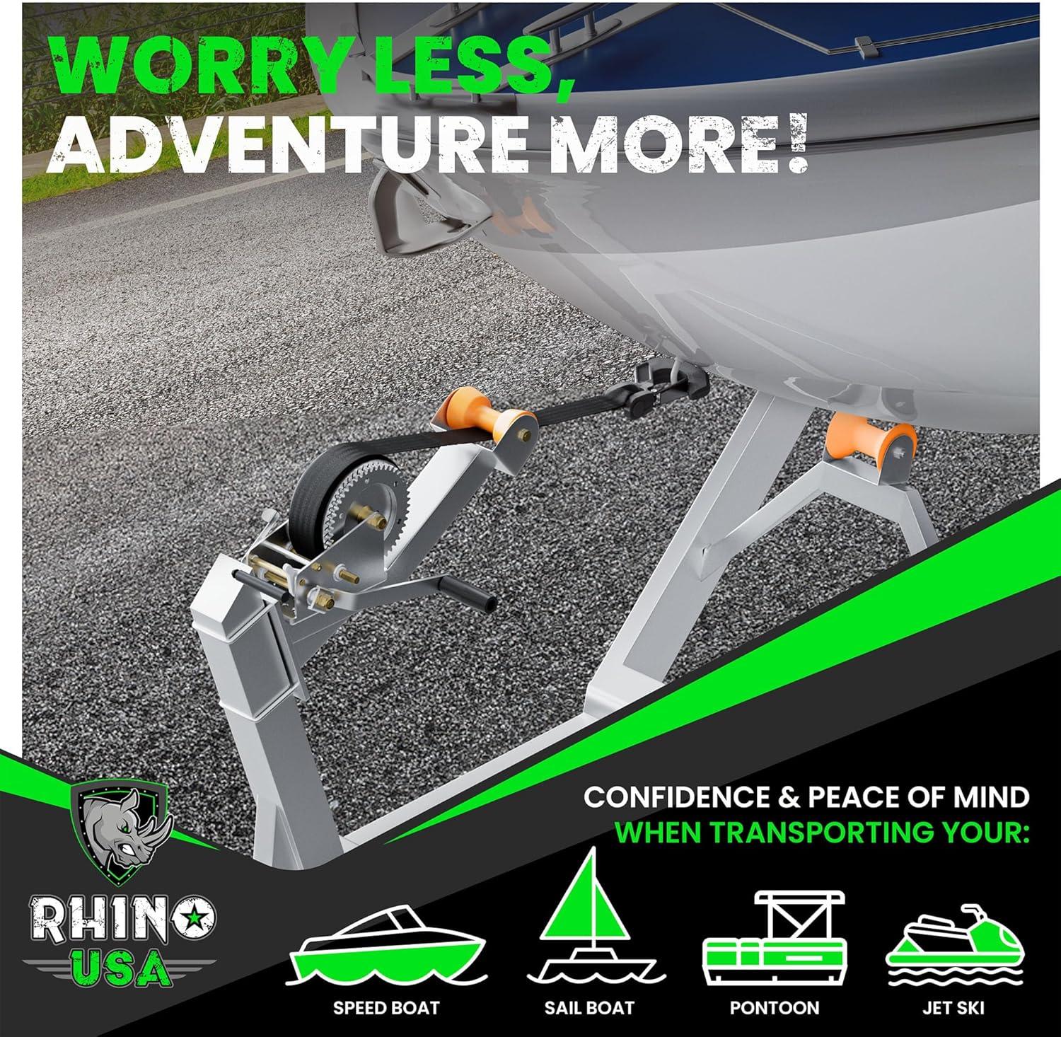 imageRhino USA Boat Winch Strap with Hook 2quot x 20  5016lb Break Strength  Ultimate Replacement Boat Trailer Winch Straps with Safety Hook  Compatible with Pontoon Jet Ski Fishing Boat ampamp MoreHeavy Duty