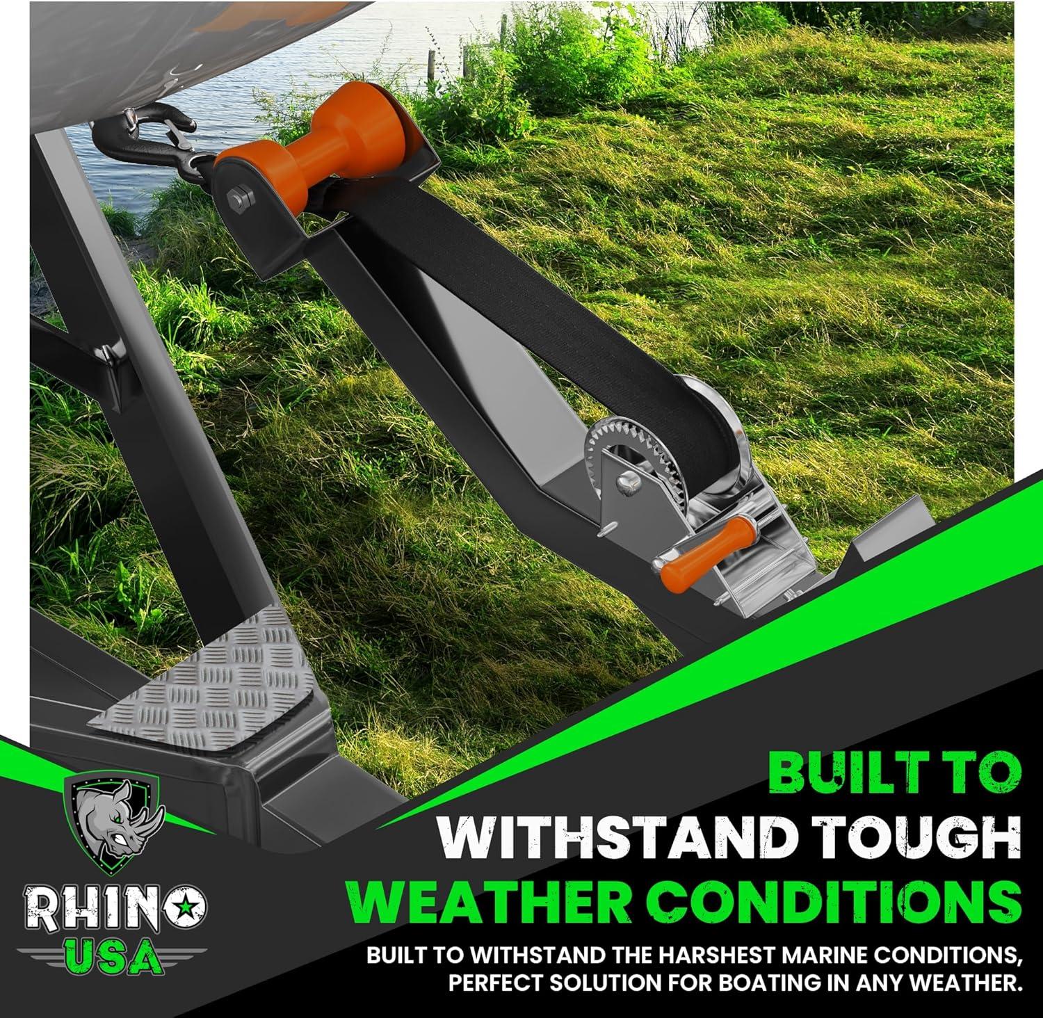 imageRhino USA Boat Winch Strap with Hook 2quot x 20  5016lb Break Strength  Ultimate Replacement Boat Trailer Winch Straps with Safety Hook  Compatible with Pontoon Jet Ski Fishing Boat ampamp MoreStandard