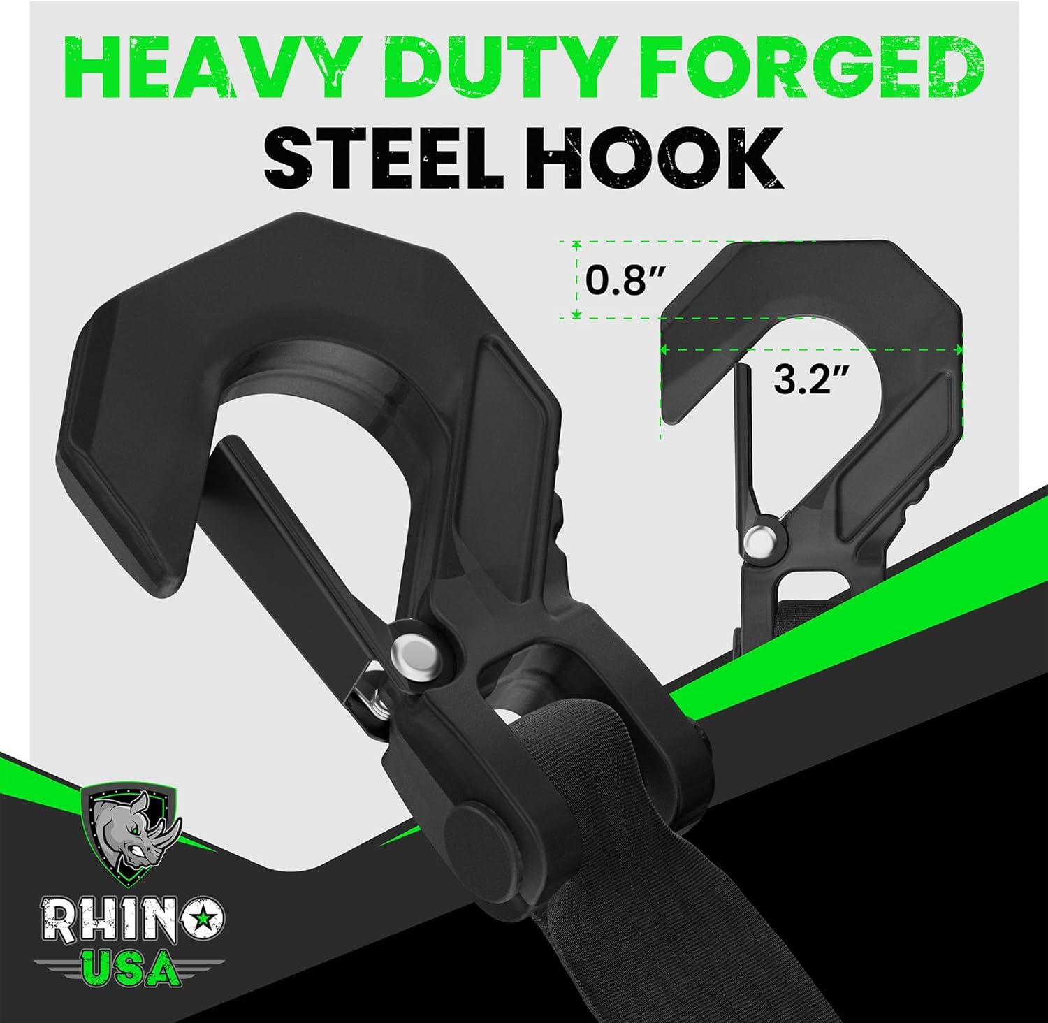 imageRhino USA Boat Winch Strap with Hook 2quot x 20  5016lb Break Strength  Ultimate Replacement Boat Trailer Winch Straps with Safety Hook  Compatible with Pontoon Jet Ski Fishing Boat ampamp MoreHeavy Duty