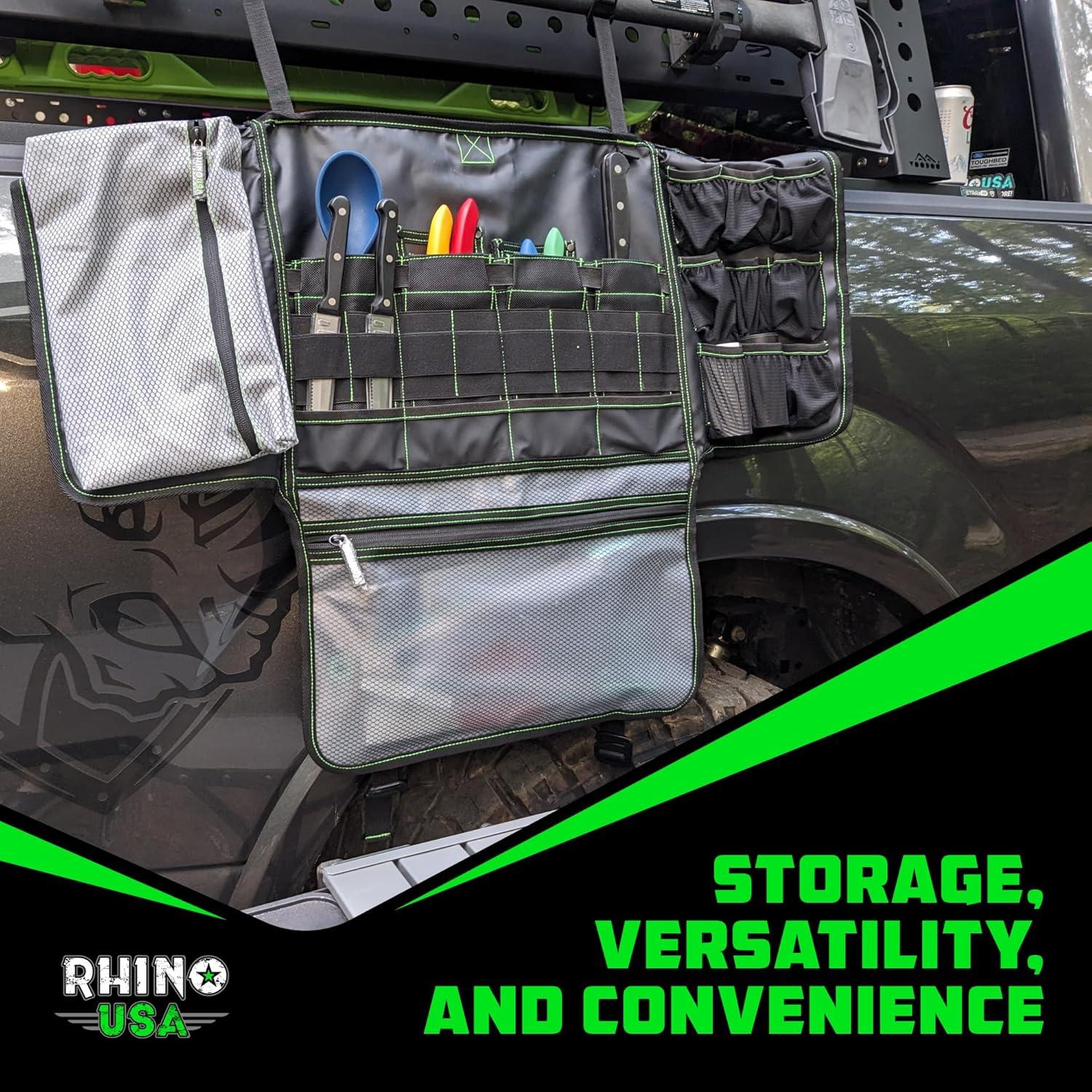 imageRhino USA Camping Kitchen Organizer Ultimate Overland Camp Accessory For Outdoor Cooking Spice Rack Utensil Storage and MoreBlack