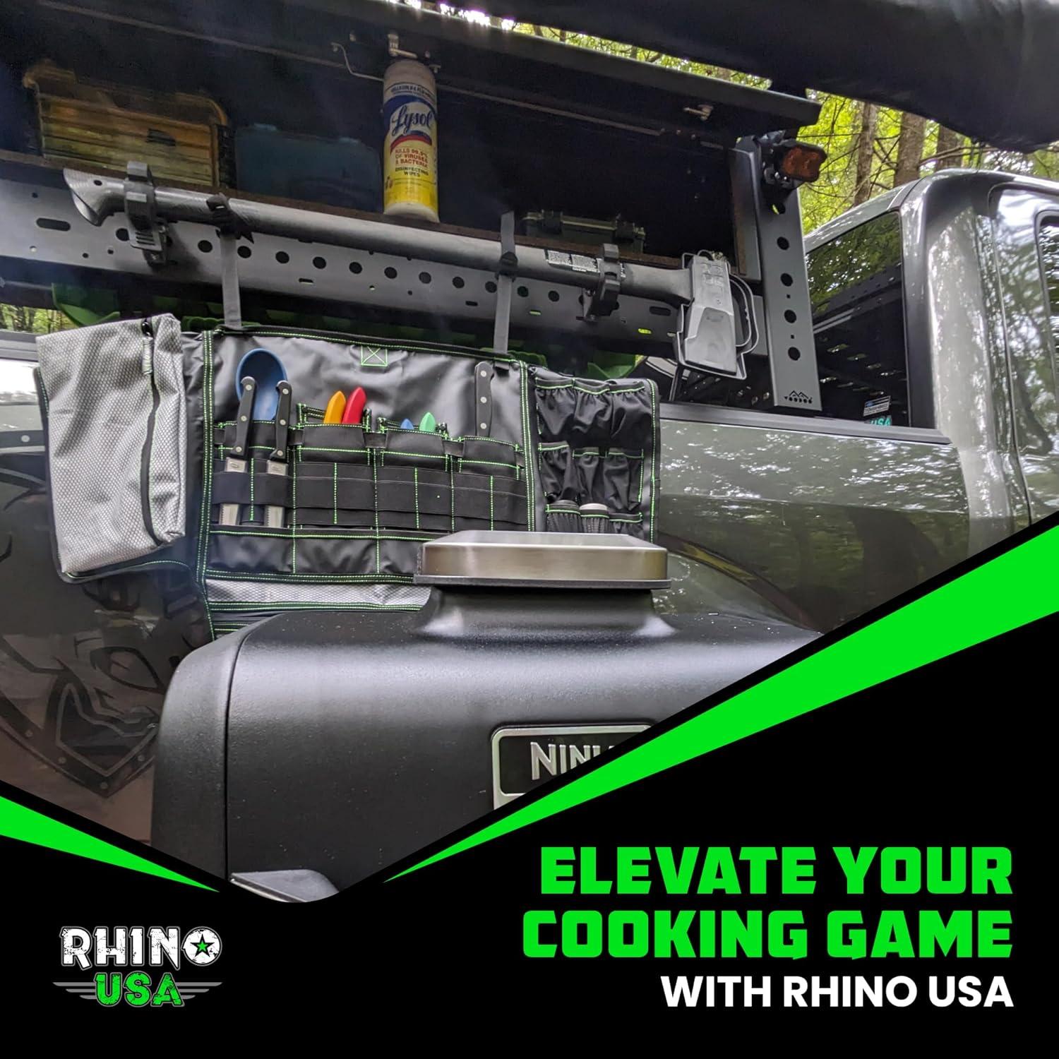 imageRhino USA Camping Kitchen Organizer Ultimate Overland Camp Accessory For Outdoor Cooking Spice Rack Utensil Storage and MoreBlack