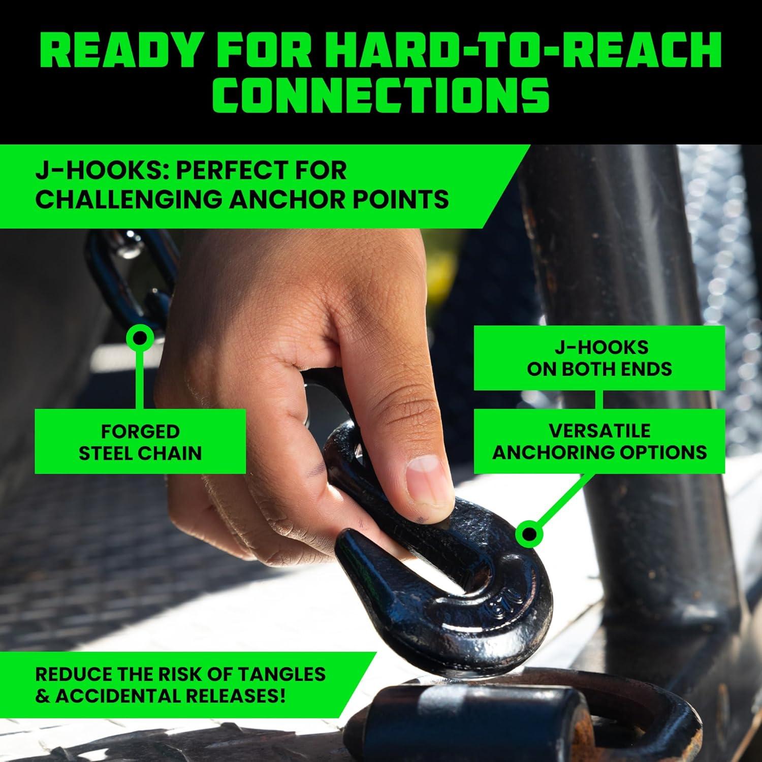 imageRhino USA Car Tie Down Straps with Flat Hooks  4 Pack 2quot x8  10000lbs Break Strength  Heavy Duty THandle Car Hauler Tire Lasso Wheel Straps for Trailers UTV ampamp Powersports  BlackGreen