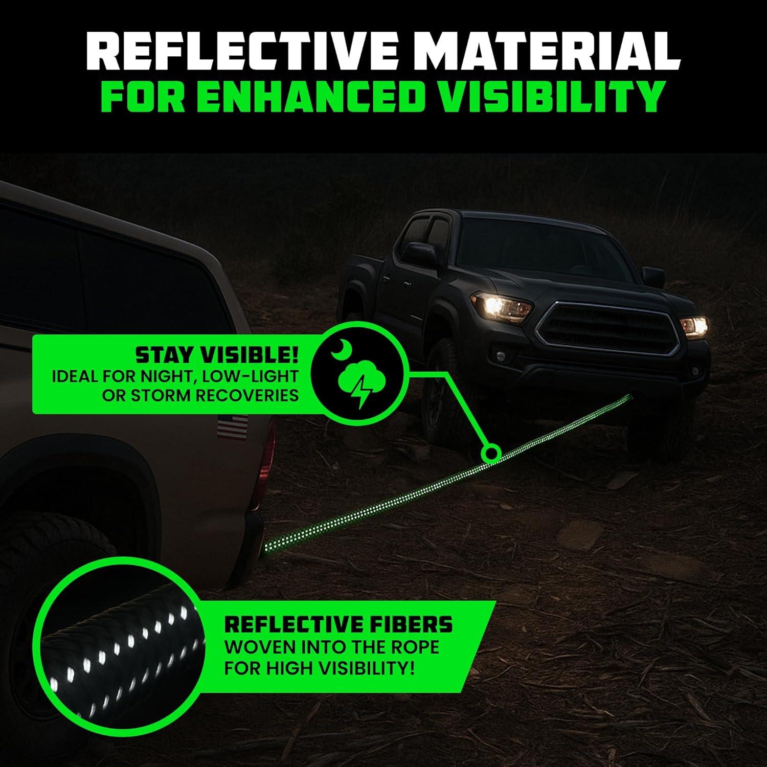 imageRhino USA Kinetic Recovery Tow Rope Heavy Duty Offroad Snatch Strap for UTV ATV Truck Car Tractor  Ultimate Elastic Straps Towing Gear  Backed for Life 1quot x 30 GreenGreen