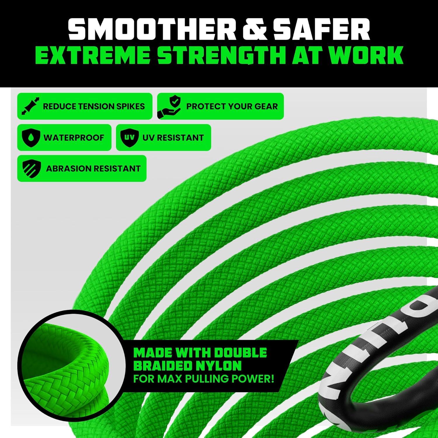 imageRhino USA Kinetic Recovery Tow Rope Heavy Duty Offroad Snatch Strap for UTV ATV Truck Car Tractor  Ultimate Elastic Straps Towing Gear  Backed for Life 1quot x 30 GreenGreen