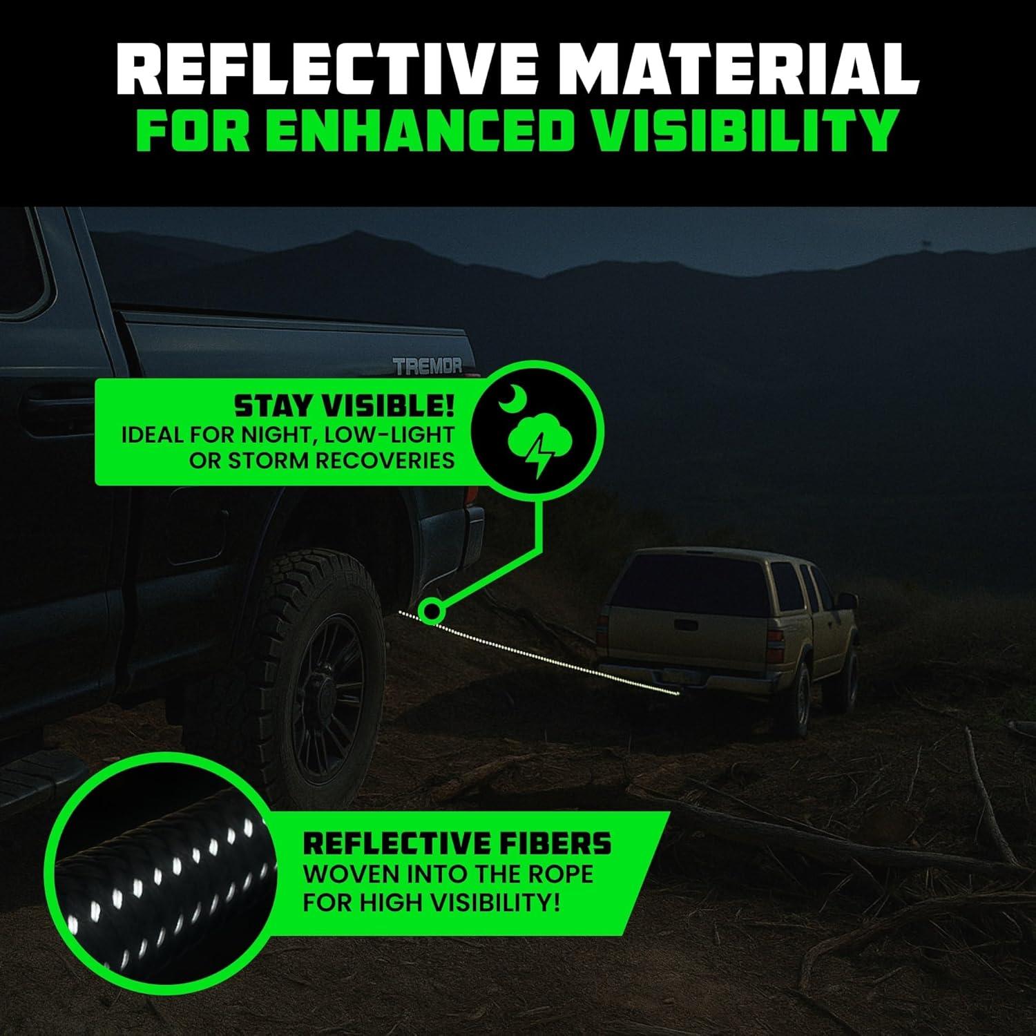 imageRhino USA Kinetic Recovery Tow Rope Heavy Duty Offroad Snatch Strap for UTV ATV Truck Car Tractor  Ultimate Elastic Straps Towing Gear  Backed for Life 1quot x 30 GreenGreen