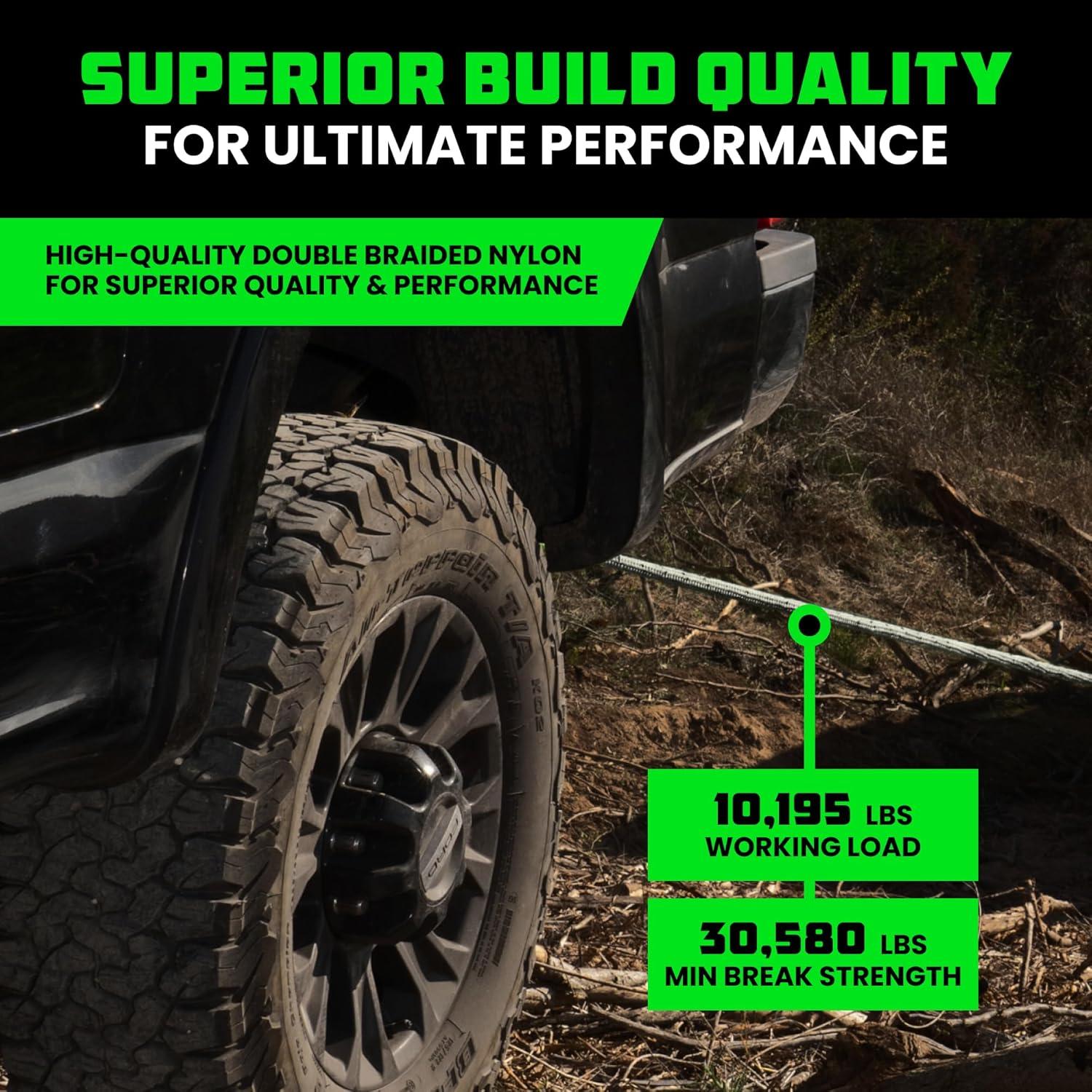 imageRhino USA Kinetic Rope Recovery Kit 78in x 30ft  Heavy Duty Offroad Snatch Strap  Includes 2 Soft Shackle for UTV ATV Truck Car Jeep TractorBlack  Kit